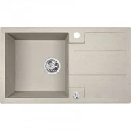 Zlewozmywaki - LAVEO SBB 411T BARBADOS Zlewozmywak granitowy 1 komora z ociekaczem Wymiary: 440x760x194 mm Kolor: beż W zestawie z syfonem Space Saving i korkiem automatycznym - miniaturka - grafika 1