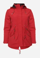 Kurtki damskie - Czerwono-Czarna Przejściowa Kurtka Dwustronna Parka z Pikowaniem i Kapturem Tidare - miniaturka - grafika 1