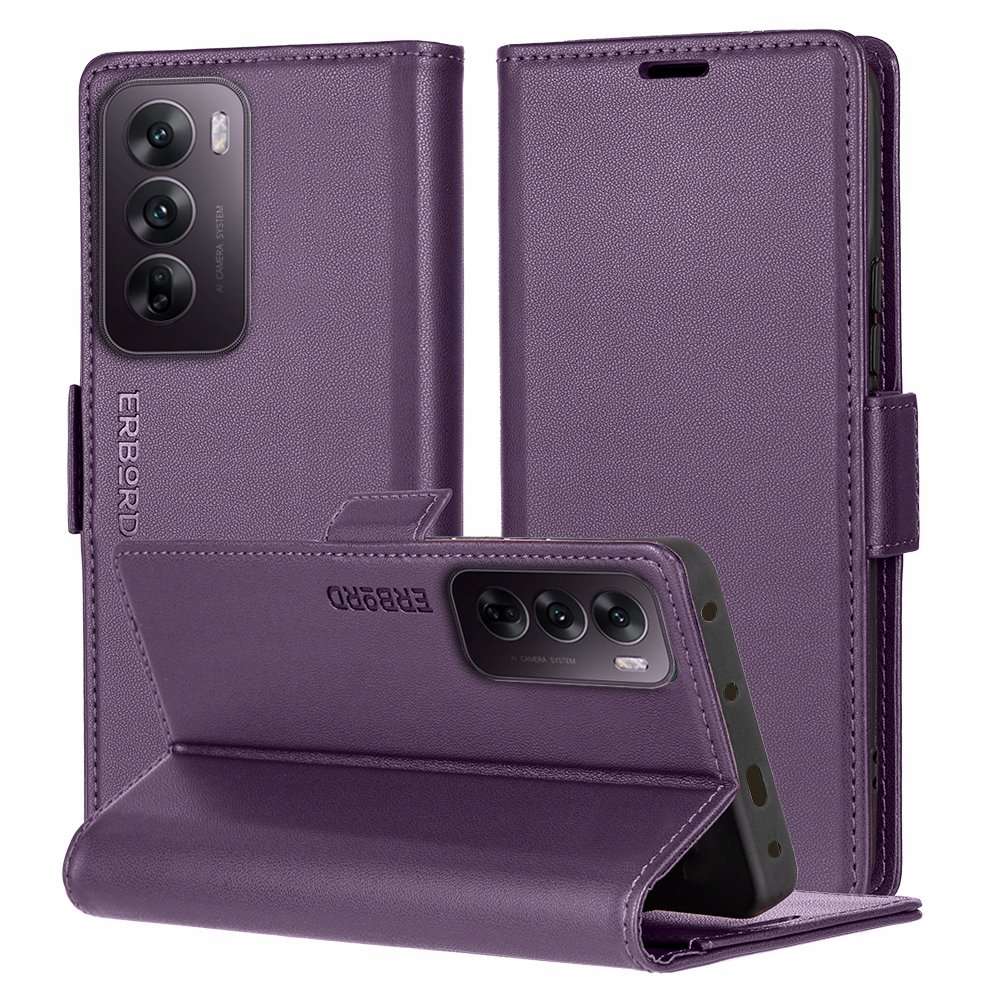 Etui z klapką do Oppo Reno 12 Pro, Erbord case obudowa portfel skóra eko