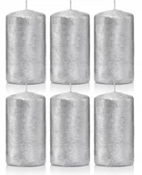 Świece - Świece ozdobne srebrne walec kokon 10/6 zestaw 6 - miniaturka - grafika 1