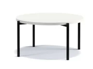 Ławy i stoliki kawowe - Stolik Kawowy SIGMA SM-01 Biały POŁYSK Do Salonu Czarne Metalowe Nogi Okrągły - miniaturka - grafika 1
