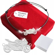 Bransoletki - Srebrna Bransoletka 925 Motocykl na Sznurku - miniaturka - grafika 1