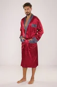 Szlafroki męskie - Satynowy szlafrok męski Adam bordowy L - miniaturka - grafika 1