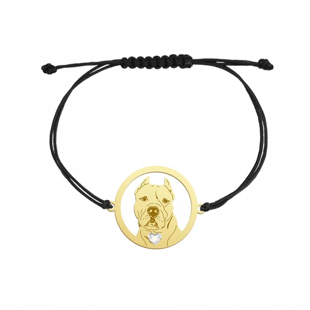 Bransoletka Złota Dogo Argentino 925 Sznurek Prezent Kobieta GRAWER GRATIS