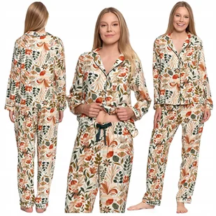 Piżama Damska Koszula Góra Rozpinana Długi Rękaw Spodnie Wiskoza 2XL MORAJ - Piżamy damskie Piżama Damska Koszula Góra Rozpinana Długi Rękaw Spodnie Wiskoza 2XL MORAJ - Piżamy damskie - miniaturka - grafika 1