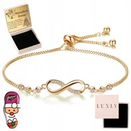 Bransoletki - Bransoletka Damska Złota Kryształy Nieskończoność Celebrytka Z Grawerem 585 - miniaturka - grafika 1