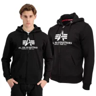 Odzież taktyczna i umundurowanie - Bluza rozpinana z kapturem Alpha Industries Basic 178325 03 - Czarna M - miniaturka - grafika 1