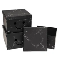 Opakowania i torebki na prezenty - Pudełko Flower Box 3szt Smile czarny Rozette - miniaturka - grafika 1