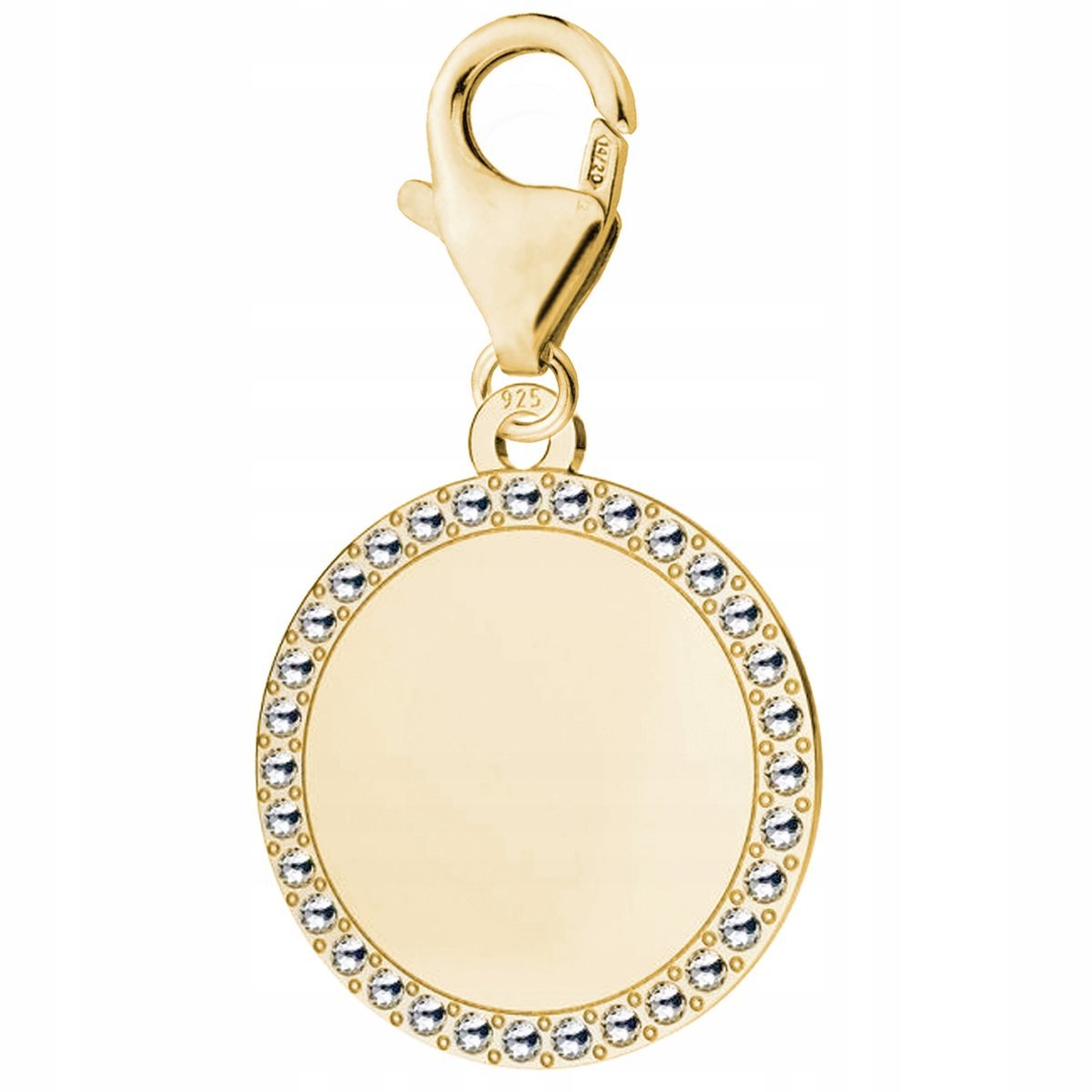 Zawieszka złota wisząca Blaszka Kryształy srebro