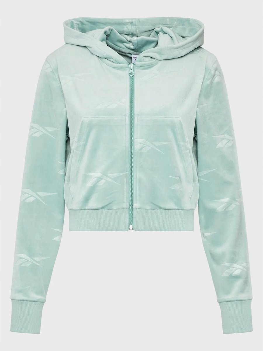 REEBOK - BLUZA DAMSKA Z KAPTUREM - CL ENERGY Q4 VELOUR FZ HH9803 miętowy