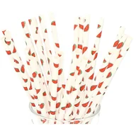 Słomki do napojów - Słomki Papierowe Arbuz 26cm - miniaturka - grafika 1