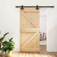 Drzwi wewnętrzne - Drzwi przesuwne z osprzętem, 95x210 cm, lite drewno sosnowe 8721012081932 - miniaturka - grafika 1