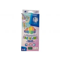 Kredki ołówkowe trójkątne dwustronne pastelowe ASTRA PASTEL LINE - 12=24 kolorów z temperówką - złoto-srebrna kredka w komplecie 312023902 - Przybory szkolne - miniaturka - grafika 1