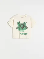 Bluzki dla niemowląt - Reserved - Bawełniany t-shirt z nadrukiem - złamana biel - miniaturka - grafika 1