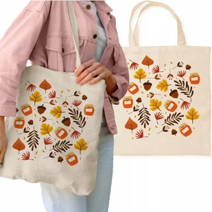 TORBA NA ZAKUPY JESIENNA JESIEŃ LIŚCIE PASTELOWE KOLORY EKO TORBA JESIENNA - Torby i wózki na zakupy - miniaturka - grafika 1