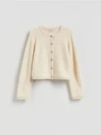 Swetry damskie - Reserved - Kardigan z dekoracyjnymi guzikami - kremowy - miniaturka - grafika 1
