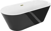 Wanny - Mexen Flavia wanna wolnostojąca 150 x 75 cm, biała/czarna, przelew złoty - 54031507575-50 - miniaturka - grafika 1