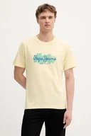 Koszulki męskie - Pepe Jeans t-shirt bawełniany męski kolor żółty z nadrukiem PM509959 - miniaturka - grafika 1