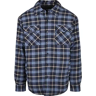 Kurtki męskie - Urban Classics Męska kurtka koszulowa, kurtka zimowa w stylu flanelowej koszuli, ciepła podszewka, kurtka Lumberjacket o wyglądzie drwala, rozmiar S do 5XL, Jasnoniebieski/ciemny niebieski, m - grafika 1