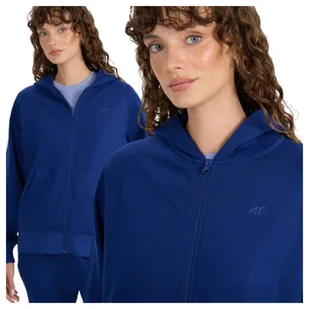 Bluza dresowa rozpinana z kapturem damska 4F 4FWMM00TSWSF1763-031S Niebieski Roz. XS - Bluzy damskie - miniaturka - grafika 1
