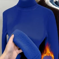 Swetry damskie - TEMU Elegancki Biały Sweter z Golfem dla Kobiet – Miękki, Ciepły Pulower na Zimę, Pranie w Praniu Maszynowym, Sweter z Wysokim Kołnierzem w Stylu - miniaturka - grafika 1