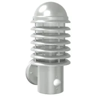 Lampy ogrodowe - Kinkiet zewnętrzny z czujnikiem ruchu, srebrny, stal nierdzewna - miniaturka - grafika 1