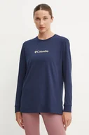 Bluzki damskie - Columbia longsleeve bawełniany kolor granatowy - miniaturka - grafika 1