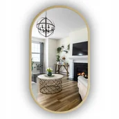 Lustra - LUSTRO LED PODŚWIETLANE ZŁOTE OWALNE W RAMIE 90X55 CM - miniaturka - grafika 1