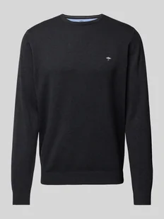 Sweter z dzianiny z wyhaftowanym logo model ‘Superfine’ - Swetry męskie - miniaturka - grafika 1