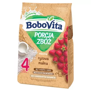 BoboVita - KASZKA ML-RYZ MALINA B/CUK 210G BOBOVITA - Soki i herbatki dla dzieci - miniaturka - grafika 1
