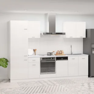 vidaXL Lumarko 7-cz. zestaw szafek kuchennych, wysoki połysk, biały, płyta 3067636 - Szafki kuchenne - miniaturka - grafika 1