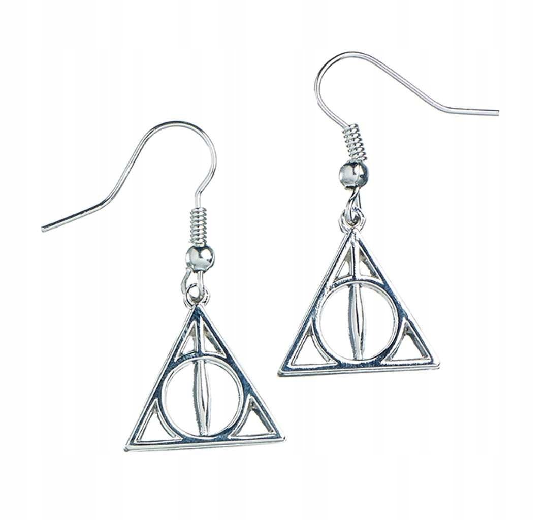 Harry Potter wiszące srebrne kolczyki Insygnia Śmierci