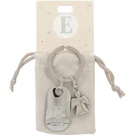 Koszulki i topy damskie - Depesche 11800-006 Srebrny brelok do kluczy z literą E i aniołem stróżem, stop cynku, w zestawie z kolorowym aksamitnym etui - miniaturka - grafika 1