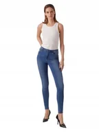 Spodnie damskie - VERO MODA NIEBIESKIE JEANSY RURKI Z PRZETARCIAMI ŚREDNI STAN L/36 JQA - miniaturka - grafika 1