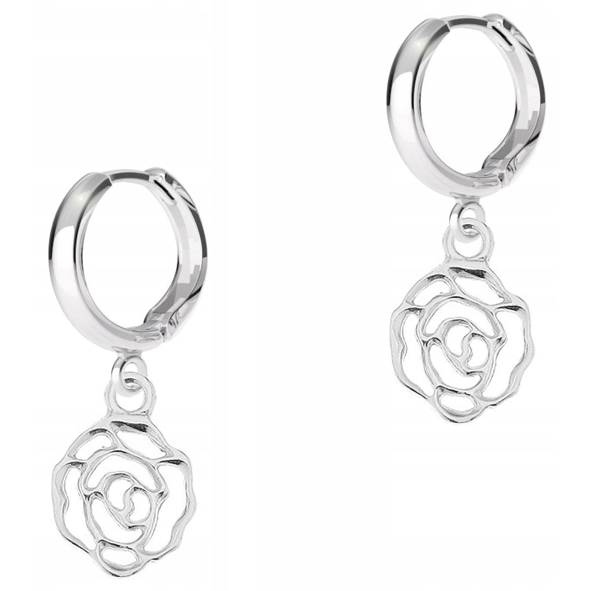 Kolczyki Srebrne z Kwiatami Różami Róże Kwiatki Tulipan Róża SREBRO 925