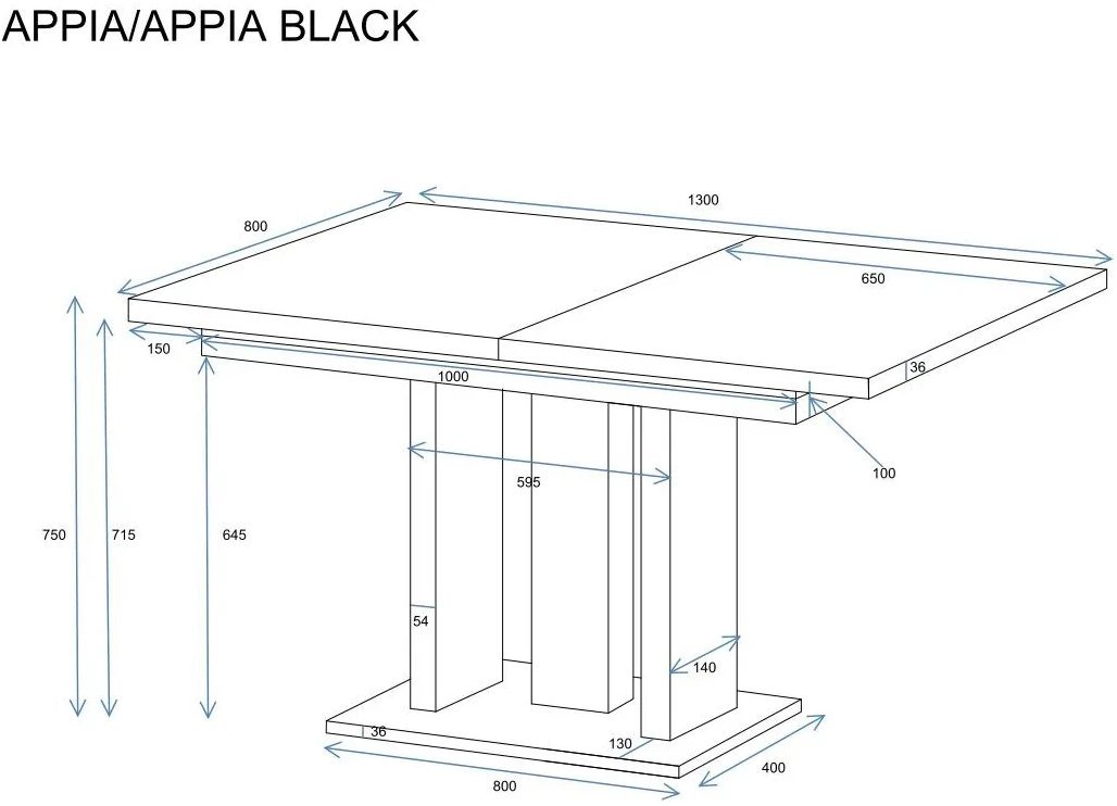 Stół rozkładany APPIA 130210x80 biały połysk ENDO