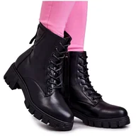 Botki damskie - Vinceza Skórzane Botki Na Suwak Czarne Tonje - miniaturka - grafika 1