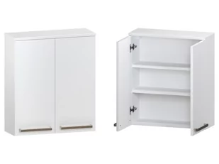 Szafka nad Pralkę ATH 60 cm 2D - Biały Mat - Uchwyty Stal Szczotkowana - Szafki łazienkowe - miniaturka - grafika 1