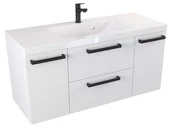 Szafki łazienkowe - Szafka Wisząca Z Umywalką ATH 100 cm D - Biały Mat - Uchwyty Czarne Matowe - miniaturka - grafika 1