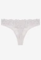 Majtki damskie - Jasnoszare Koronkowe Majtki Stringi z Bawełny Venalora - miniaturka - grafika 1