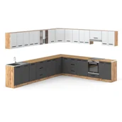 Meble kuchenne - Kuchnia narożna duża modułowa nowoczesna z blatem 6.8m wotan biały szary - miniaturka - grafika 1