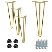Zawiasy, okucia i inne akcesoria - Zestaw 4 nóżek meblowych Hairpin legs złoty połysk wysokość 41cm do stolika - miniaturka - grafika 1