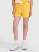 Spodenki damskie - 4F Spodenki dresowe z dzianiny waflowej damskie 4FRSS25TSHOF700-71S Żółty Roz. XS - miniaturka - grafika 1