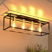 Lampy sufitowe - Lucide Lampa sufitowa Ruben, czarna, 90 cm, 4-punktowa, metal, E27 - miniaturka - grafika 1