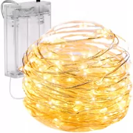 Oświetlenie świąteczne - LAMPKI CHOINKOWE na DRUCIKU 80 LED ŚWIATEŁKA MIKRO GIRLANDA CIEPŁY BIAŁY AA - miniaturka - grafika 1
