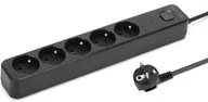 Listwy zasilające - Listwa zasilająca Montis Listwa przeciwprzepięciowa czarna 5-gniazdowa 3m MT187-BK-3 - miniaturka - grafika 1