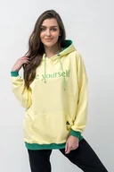 Bluzy damskie - Bluza z kapturem damska KOLOROWO MI pastelowy żółty - miniaturka - grafika 1