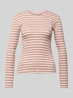 Bluzki damskie - Bluzka z długim rękawem o kroju slim fit z mieszanki bawełny - miniaturka - grafika 1