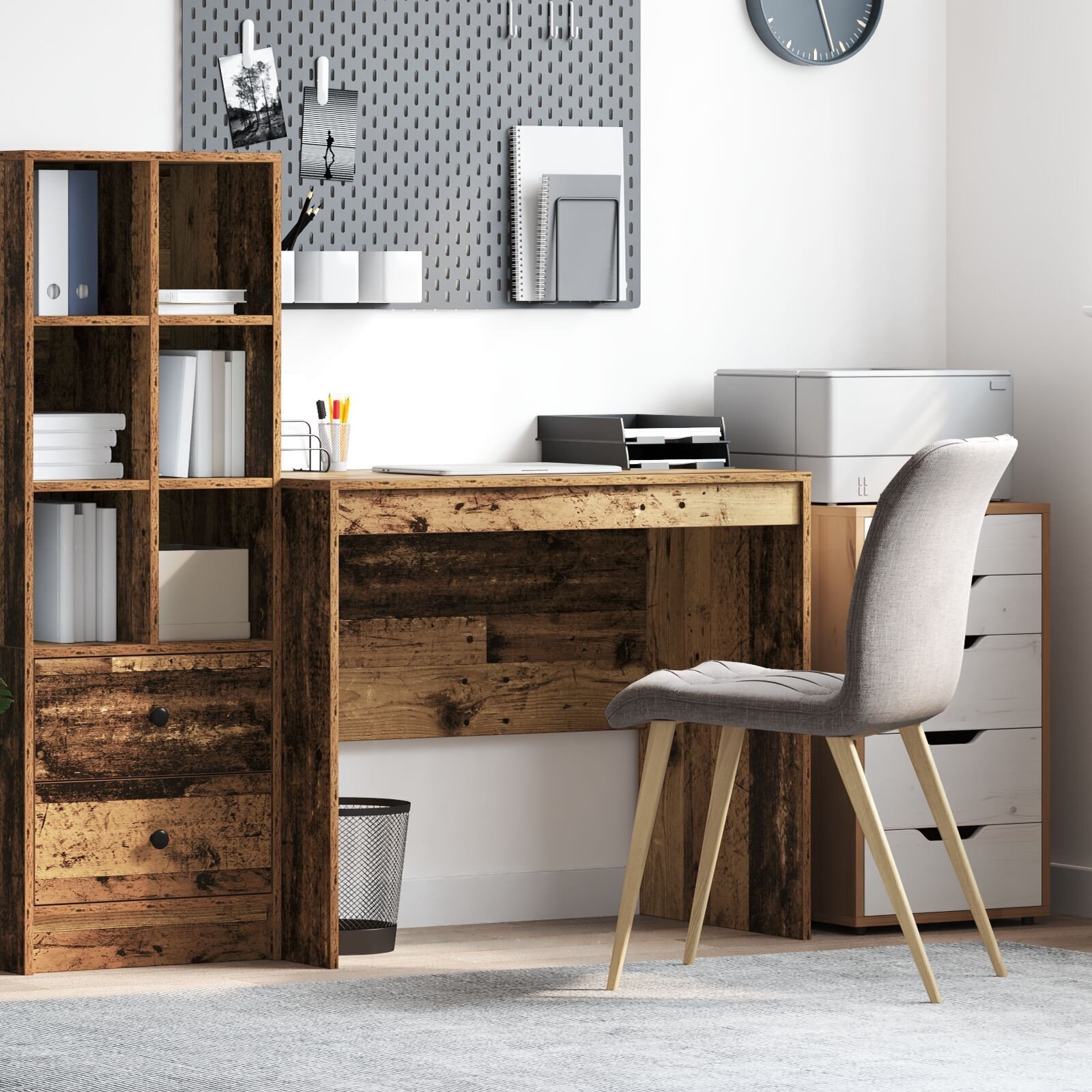 vidaXL Biurko do pisania - Stare drewno Stare drewno Płyta wiórowa