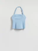 Koszulki i topy damskie - Reserved - Top bandeau z wiskozą - jasnoniebieski - miniaturka - grafika 1